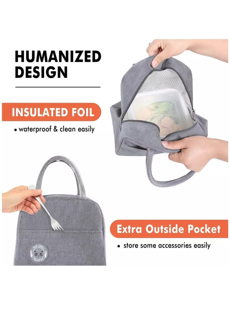 Arabest Lunch Bag, Foldable Insulated Lunchbox Tote Bag, Picnic Handbag for Women, Adults, Students and Children Nylon 15 x 4 x 4 cm
Grey  - Image 2