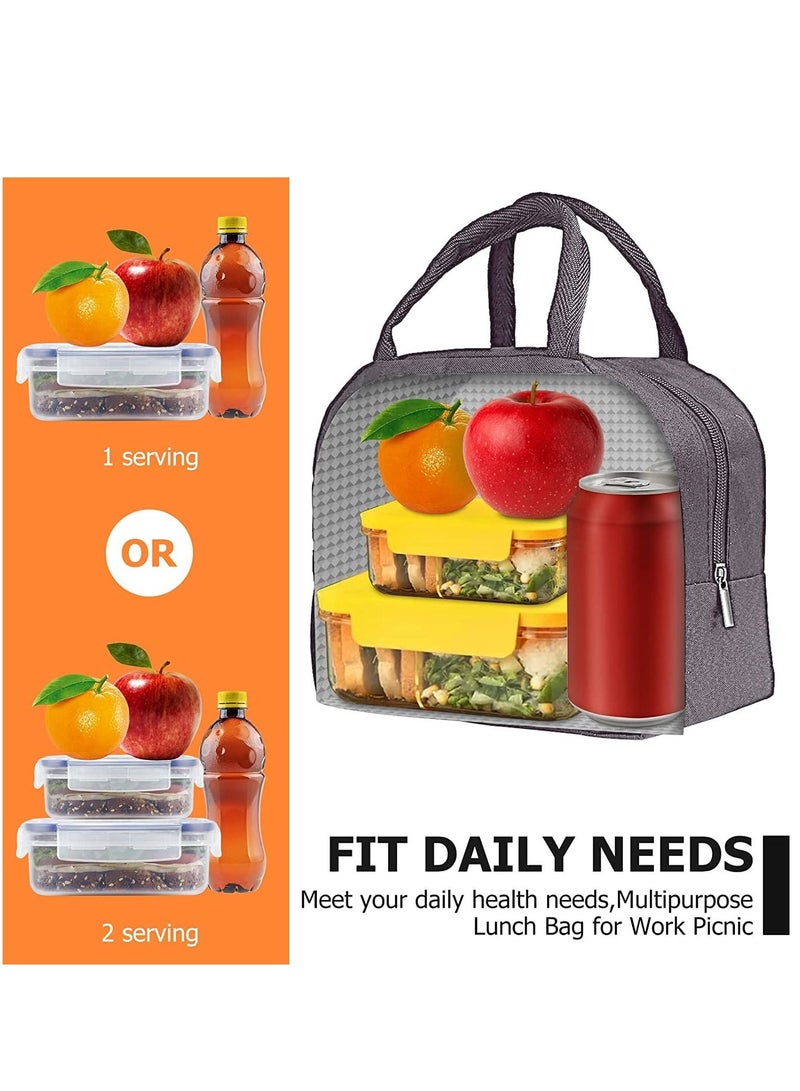 Arabest Lunch Bag, Foldable Insulated Lunchbox Tote Bag, Picnic Handbag for Women, Adults, Students and Children Nylon 15 x 4 x 4 cm
Grey  - Image 5