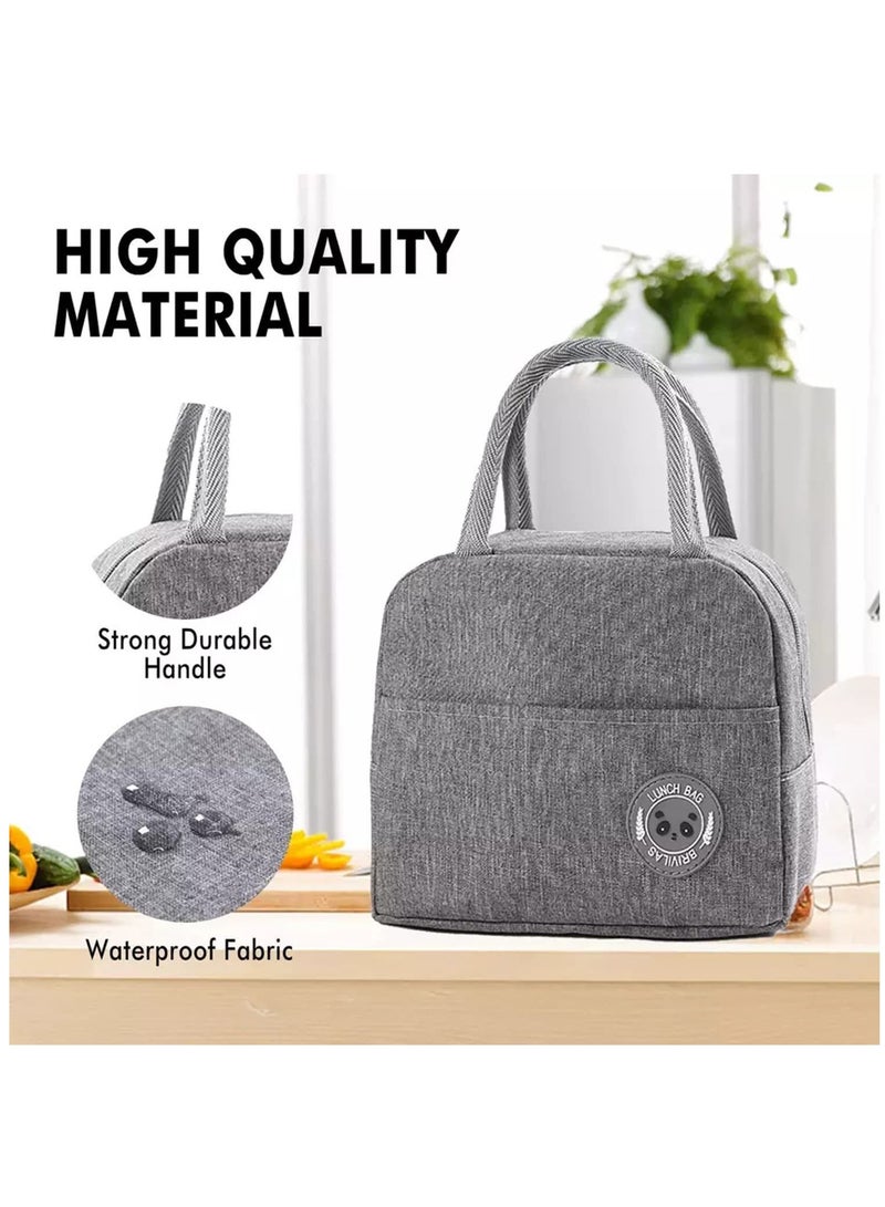 Arabest Lunch Bag, Foldable Insulated Lunchbox Tote Bag, Picnic Handbag for Women, Adults, Students and Children Nylon 15 x 4 x 4 cm
Grey  - Image 3