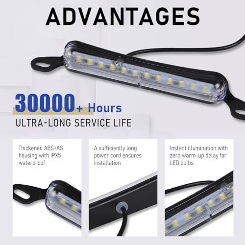 Melphan-Auto Xenon White LED License Plate Light, 12V DC Ultra Bright Assembly Replacement, Waterproof and Durable, Universal License Plate Light for Car Trailers RV Truck UTV ATV Boats. - Image 3