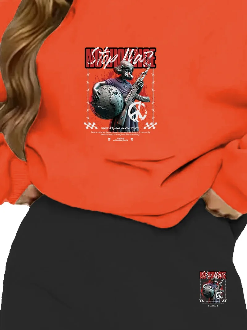 دوغ فش Tracksuit Set Oversize Streetgangsta Printed Tracksuit Set,lover,couple Combination Orange