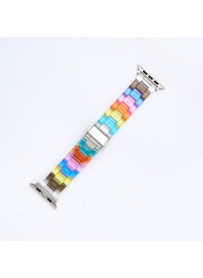 YLZ For Smart Watch Strap Straight Apple Ultra Candy Color Acrylic Transparent Rainbow Strap - Image 1