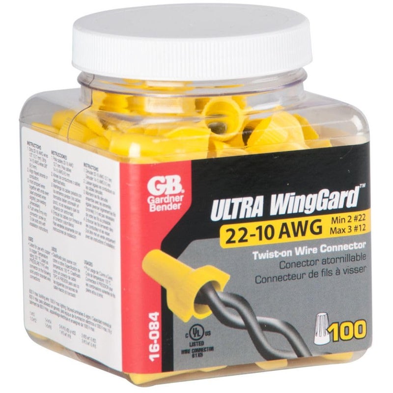 Gardner Bender 16-084 WingGard Twist-On Wire Connectors, 22-10 AWG, 100 Pack, Yellow - Image 3