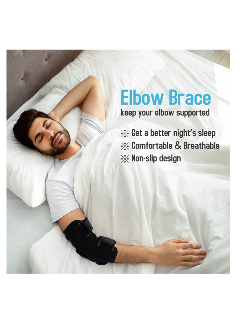Excefore Elbow Brace, Comfortable Night Elbow Support, Adjustable Elbow Stabilizer, for Sleep Elbow Splint, with 2 Removable Metal Splints for Cubital Tunnel Syndrome, Tendonitis, Ulnar Nerve, Tennis  - Image 4