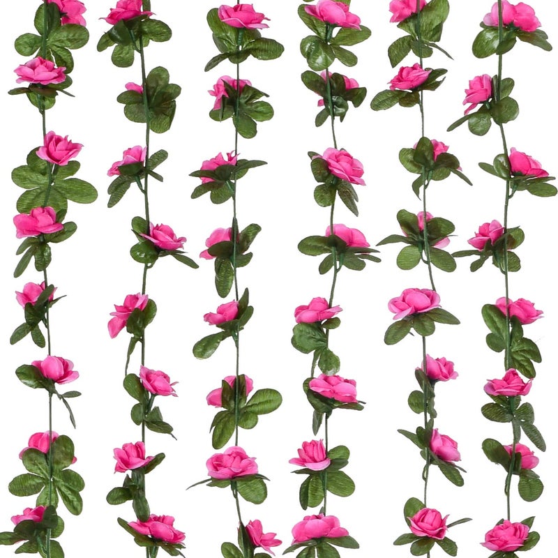DearHouse 4 Pack Fake Rose Vine Flowers Plants Artificial Flower Hanging Rose Ivy Garland Home Wedding Party Office Garden Craft Art Décor Rose red, 33 FT - Image 3