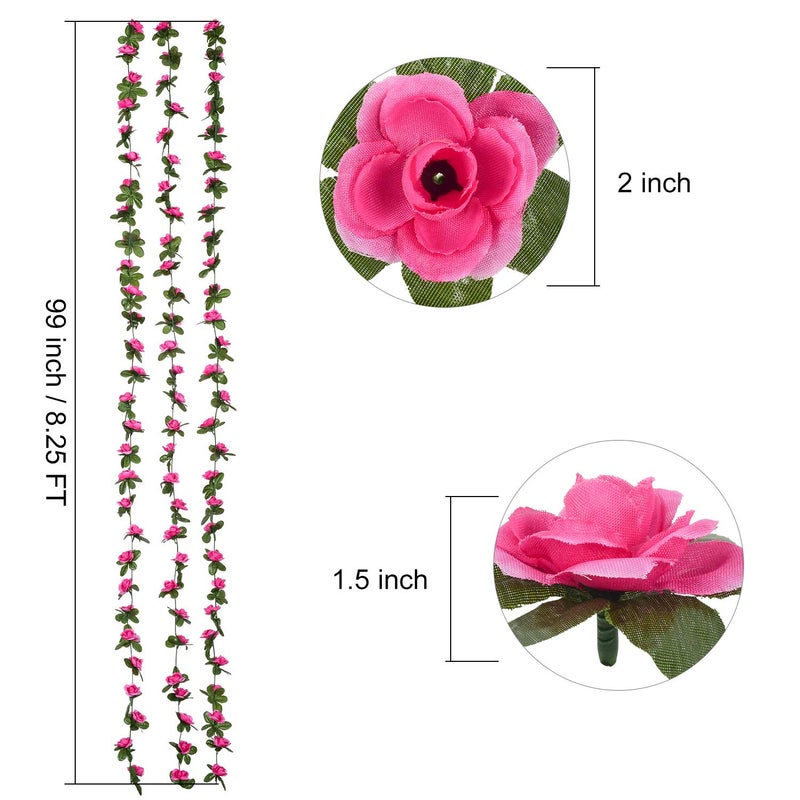DearHouse 4 Pack Fake Rose Vine Flowers Plants Artificial Flower Hanging Rose Ivy Garland Home Wedding Party Office Garden Craft Art Décor Rose red, 33 FT - Image 4