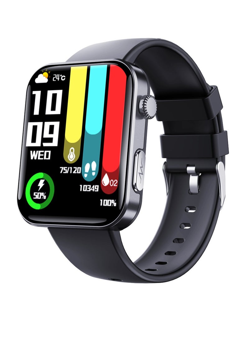 Smart Health Watch, Magnetic Charging Activity Tracker Watch, Full Touch IPS Display Android Smart Watch, Sturdy And Durable Health Monitoring Watch, (1pc, Black, Silicone Strap)  - Image 1