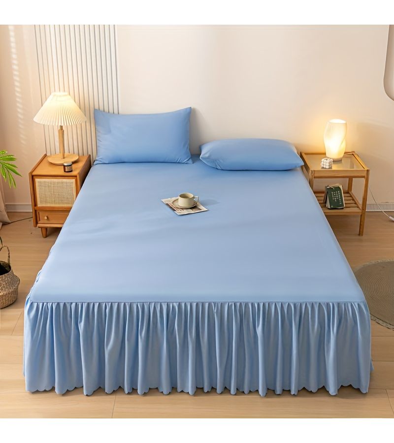 1pc Cream White Solid Color Elastic Lace Bedspread Breathable Non Slip Dust Proof Machine Washable Universal All Seasons Hotel Grade Mattress Protector Full Size 53.94x74.8 Inch Bedroom Guest Room Decoration - Image 2
