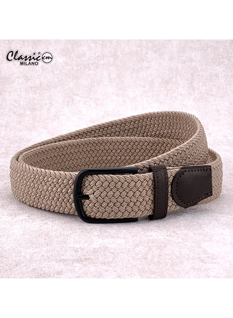 Classic Milano Braided Cotton Elastic Stretch Belt for Men & Women, Woven Canvas Web Belt with Gift Box, Adjustable Men's Belt | Full Length: 110CM (Free Size - Fits up to the waist of 40 Inches / 100 CM)