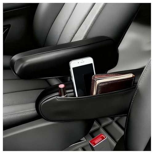 VKQTS 2PCS Leather Arm Rest Cover for CarUpgraded AntiScuff Car Armrest Cover with Side Storage PouchUniversal Cars Arm Rest Covers Pad Cars Interior Accessories for TrucksSUVs - Image 1