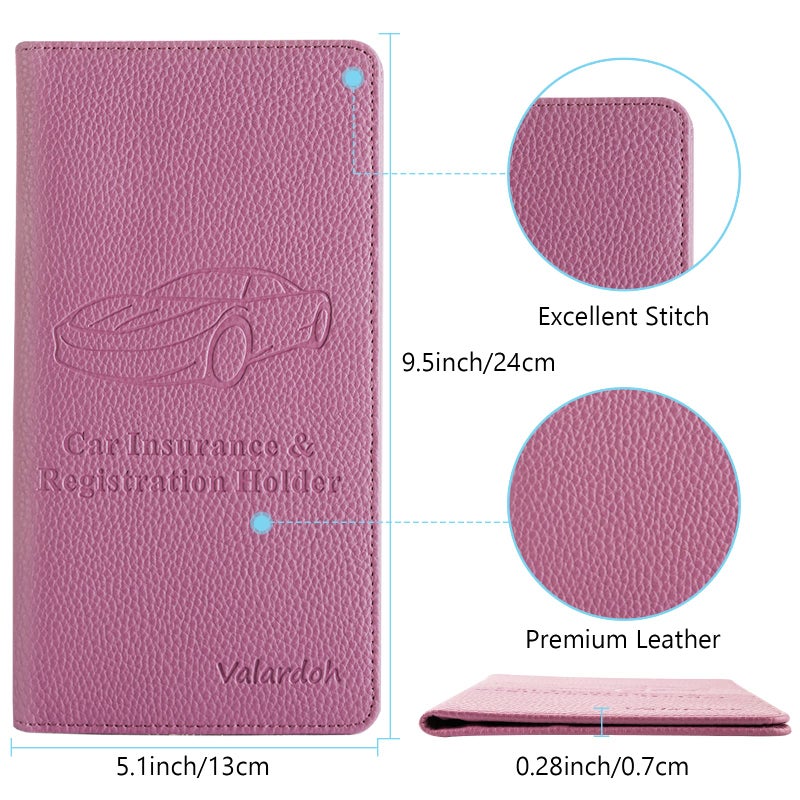 Valardoh Premium Car Registration and Insurance Card Holder, Car Document Holder for Cards, Driver License & other Essential Documents (Purple) - Image 4