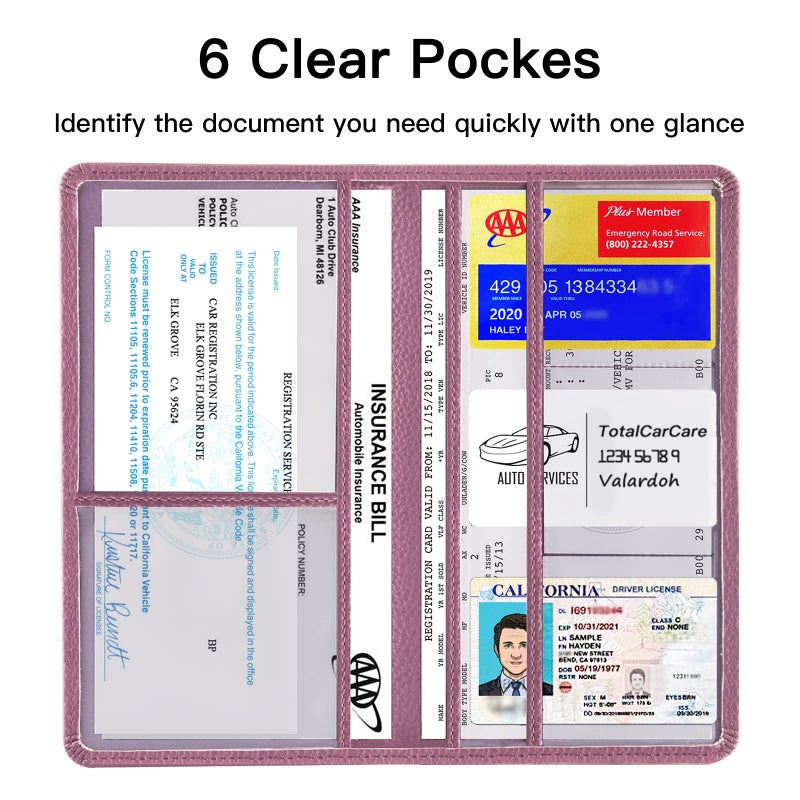 Valardoh Premium Car Registration and Insurance Card Holder, Car Document Holder for Cards, Driver License & other Essential Documents (Purple) - Image 3