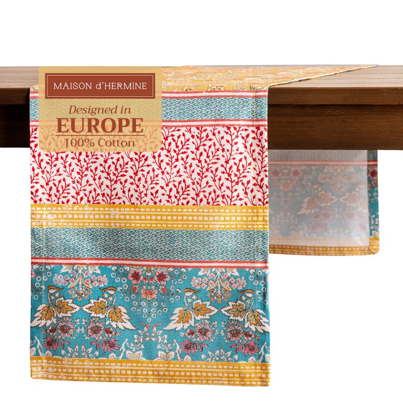 ميزون دي هيرمين Maison d'Hermine Table Runner 100 ٪ Cotton Single Table Table Runners 108 Inges Home Home Kitch Bising & Camping - هدايا لليوم الربيع والصيف (Marquise 14.50 "× 108" ") - Image 1