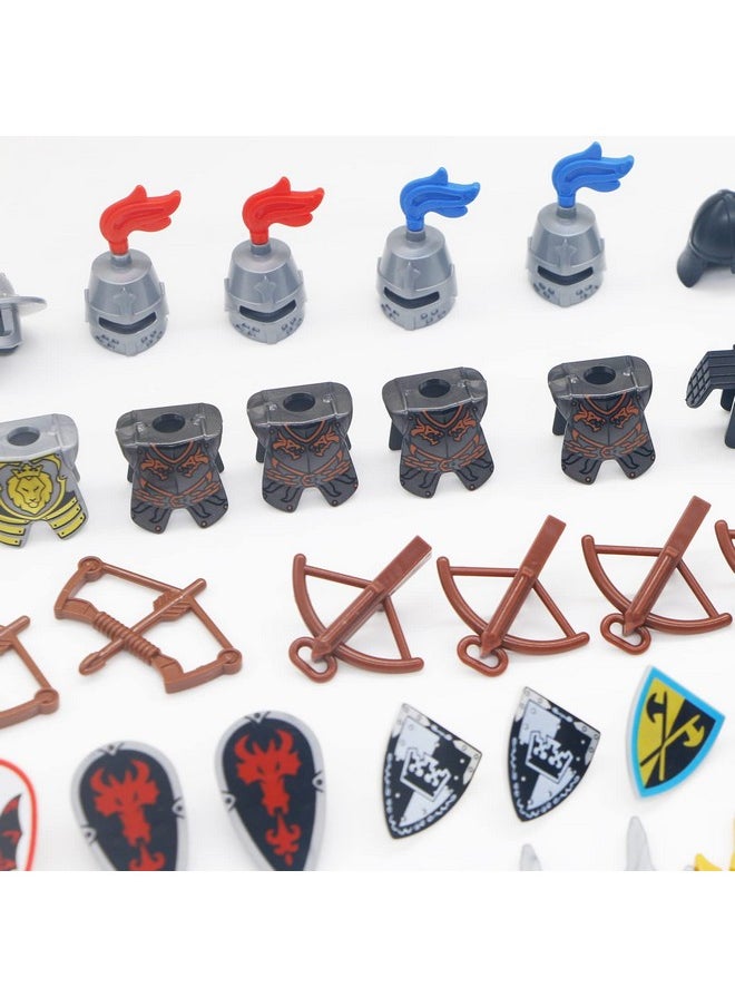 BroTex Knights People Accessories Building Block - Medieval Weapon Armor Swords Helmet Horse, Castle Knight Shield Spear, MOC Bricks Parts Toys Sets for Boys  - Image 4