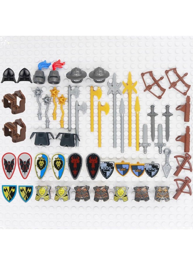 BroTex Knights People Accessories Building Block - Medieval Weapon Armor Swords Helmet Horse, Castle Knight Shield Spear, MOC Bricks Parts Toys Sets for Boys  - Image 5