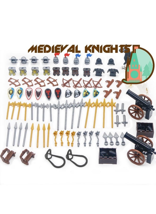 BroTex Knights People Accessories Building Block - Medieval Weapon Armor Swords Helmet Horse, Castle Knight Shield Spear, MOC Bricks Parts Toys Sets for Boys  - Image 2