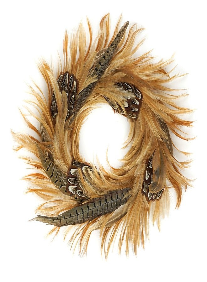 Zucker Feather Products WRHGP16 NATURAL Natural Pheasant Feather Christmas Wreath-16 Farmhouse Autumn or Fall Decor, Brown