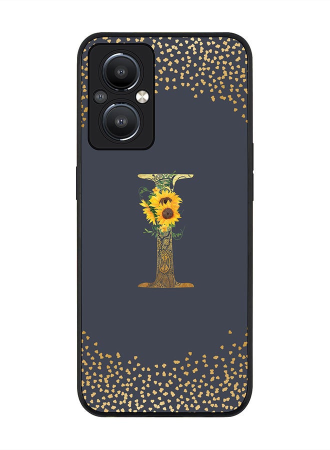 Stylizedd Rugged Black edge case for OnePlus Nord N20 5G Slim fit Soft Case Flexible Rubber Edges Anti Drop TPU Gel Thin Cover - Custom Monogram Initial Letter Floral Pattern Alphabet - I (Grey ) - Image 1