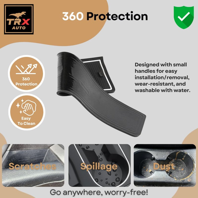  تي ار اكس اوتو طقم بطانة داخلية مانعة للانزلاق من TRX AUTO لسيارة سوزوكي سويفت (2016-2024) | سجادات سيليكون لحاملات الأكواب وفتحات الأبواب والكونسول الوسطي | إكسسوارات داخلية لسيارة سوزوكي سويفت - Image 5