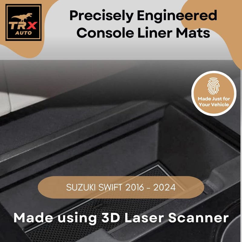  تي ار اكس اوتو طقم بطانة داخلية مانعة للانزلاق من TRX AUTO لسيارة سوزوكي سويفت (2016-2024) | سجادات سيليكون لحاملات الأكواب وفتحات الأبواب والكونسول الوسطي | إكسسوارات داخلية لسيارة سوزوكي سويفت - Image 4
