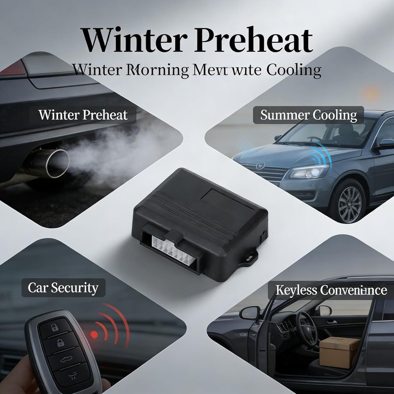 Car Keyless Entry Remote Start Module, 12V Fireproof ABS Preheating Cooling Security System - One - Way Anti - Theft Device, Horn Alarm, Suitable for Petrol and Vehicles - Image 5