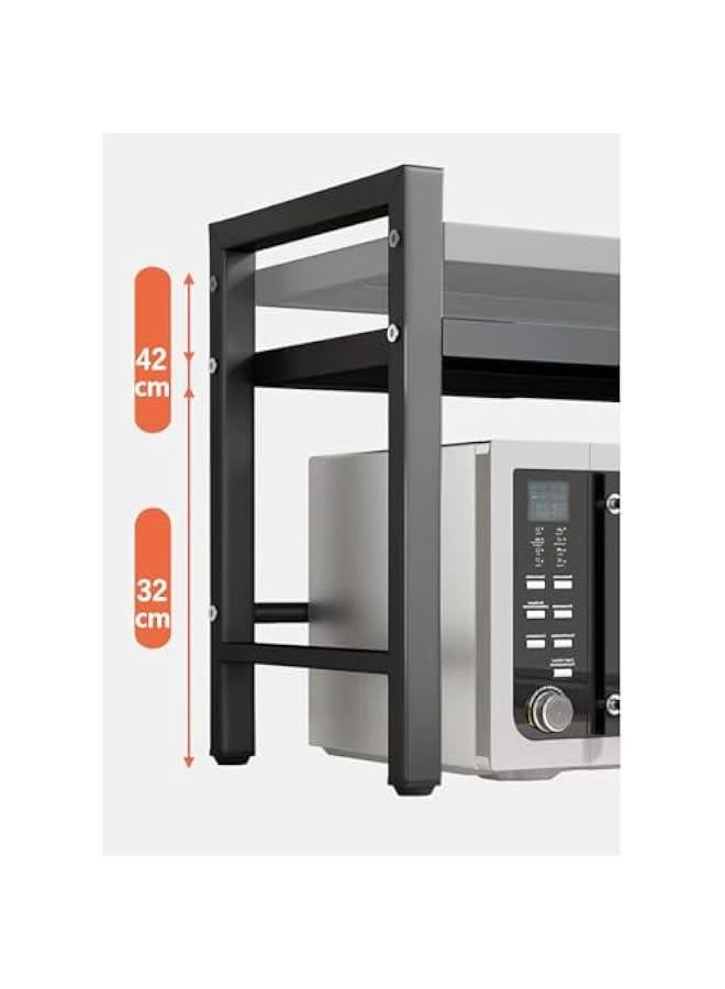 هوكور حامل ميكروويف اسود من 3 طبقات، رف ميكروويف، حامل ميكروويف صغير، حامل ميكروويف، رف ميكروويف قابل للتوسيع، حامل ميكروويف مع مساحة تخزين، حامل ميكروويف مع خزانة تخزين، صلب كربون - Image 4