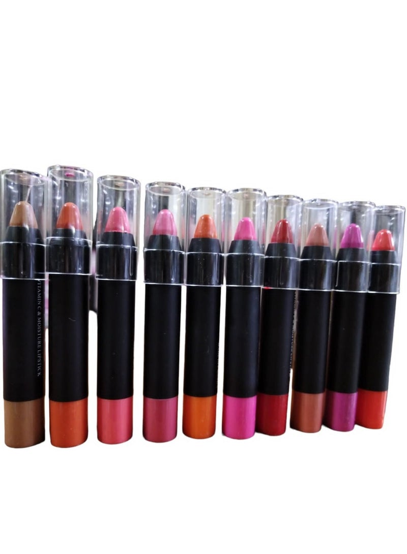 Generic Lip Stick 10 Colors Set for Girls With Lip Balm And Protection From Cracks  - Image 1
