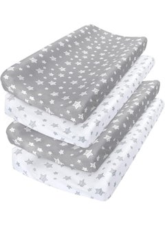 Moonsea Moonsea Changing Pad Cover for Boys 4 Pack, Lovely Print Soft Unisex Diaper Change Table Sheets, Fit 32"x16" Contoured Pad, Comfy Cozy 4-Pack Cradle Sheets  - Image 1