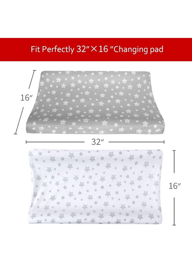Moonsea Moonsea Changing Pad Cover for Boys 4 Pack, Lovely Print Soft Unisex Diaper Change Table Sheets, Fit 32"x16" Contoured Pad, Comfy Cozy 4-Pack Cradle Sheets  - Image 5