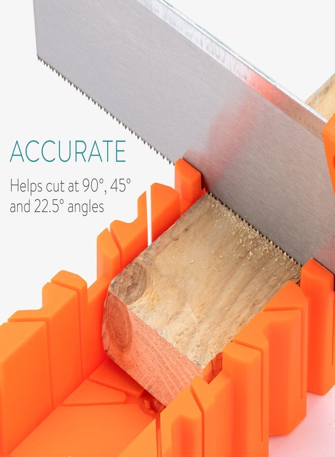 Navaris Miter Box with Saw - Mitre Box with 12" Hand Saw Cutter Tool Included for Cutting Wood Woodwork - Angle Cutter for Joinery - Image 3