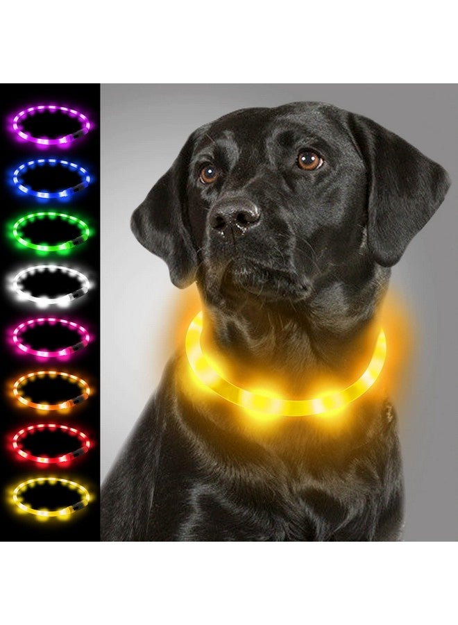 Joytale Light Up Dog Collar, Rechargeable Rainproof LED Collar for Night Walking Safety, Soft Silicone Glow in The Dark, Suitable for Small Medium Large Dogs, Yellow - Image 1