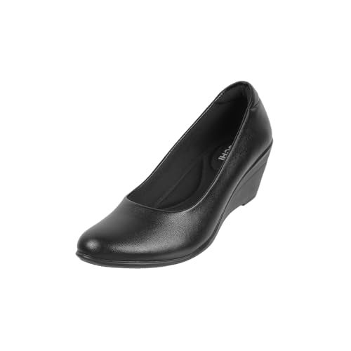 Mochi Women Black Wedge Heel Pump/Formal Shoes UK/6 EU/39 (31-335) - Image 1