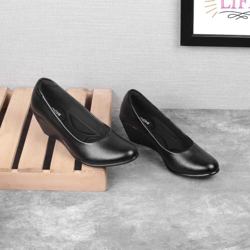 Mochi Women Black Wedge Heel Pump/Formal Shoes UK/6 EU/39 (31-335) - Image 2