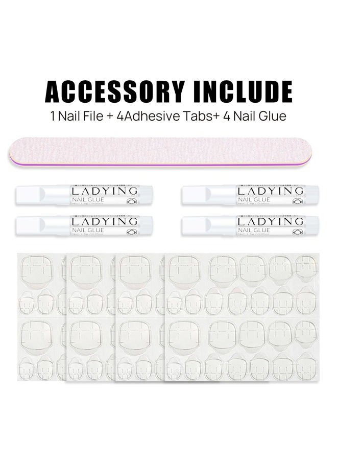 LADYING Press On Nails, 576 Pcs Medium Length Square False Nails with Matte Finish, 24 Color Sets, Acrylic ABS Material, Includes Nail Glue, Adhesive Tabs,and File - Image 5