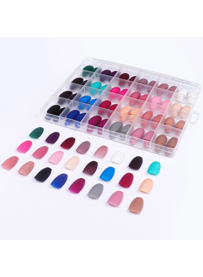 LADYING Press On Nails, 576 Pcs Medium Length Square False Nails with Matte Finish, 24 Color Sets, Acrylic ABS Material, Includes Nail Glue, Adhesive Tabs,and File - Image 2