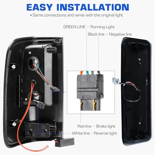 Gubebaili LED Tail Light + 3rd Brake Light Kit Fit for Ford F150 2004-2008 Fleetside/Styleside Bed Model (Fit Factory Halogen Type) Rear Brake Lamp Taillight Assembly, Black Housing Smoke Lens - Image 2