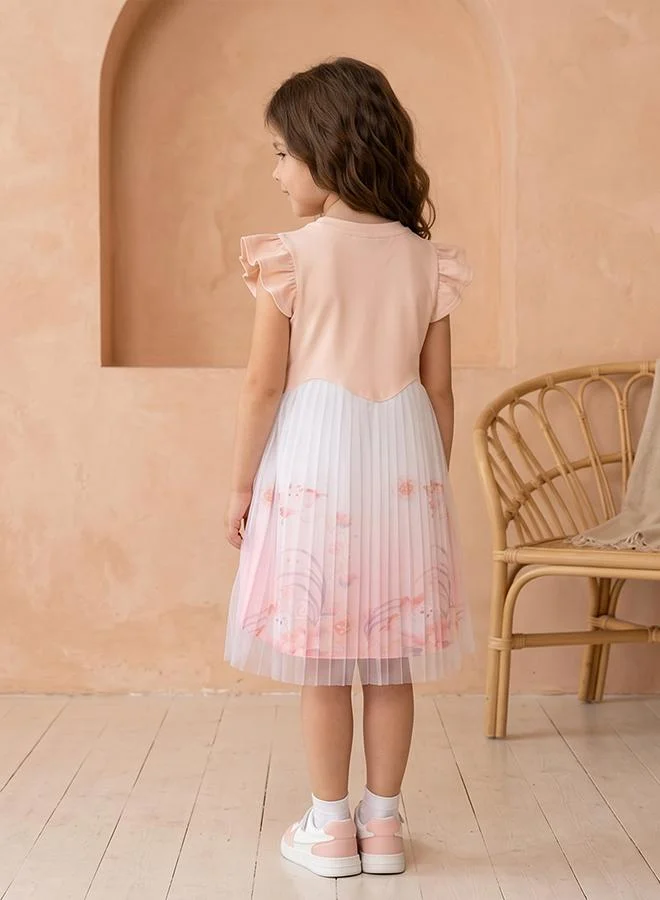 أطفال وأكثر Babies & More Toddler Girls Multicolor Short Sleeve Dress