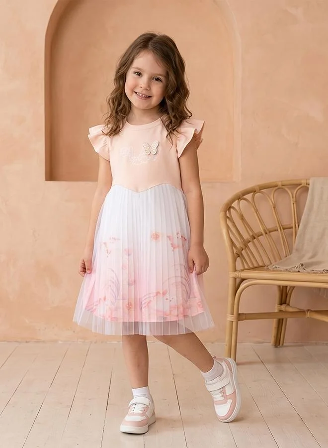 أطفال وأكثر Babies & More Toddler Girls Multicolor Short Sleeve Dress