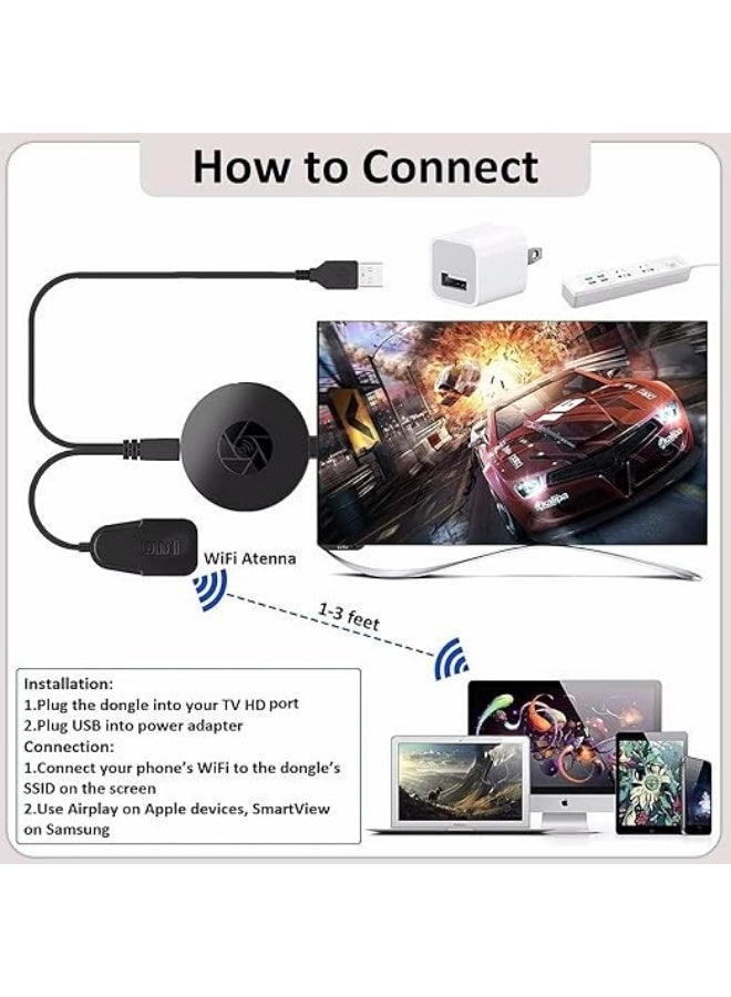 Wireless HD Display Adapter WiFi Screen Mirroring Dongle, 1080P Receiver for Smartphone Tablet Laptop to TV Projector Monitor, AirPlay DLNA Miracast - Image 4