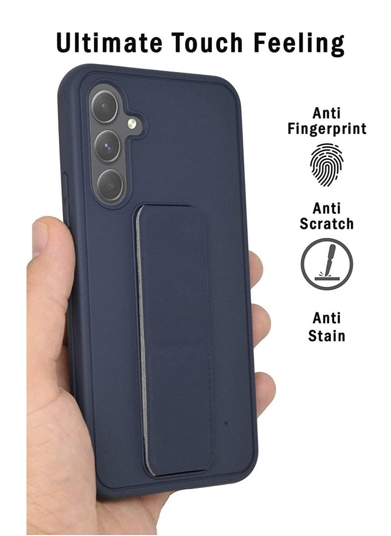 Samsung Galaxy A16 Case with Kickstand and Magnetic Holder, Premium Vertical Strap and Grip with Silicone Holder, multiple viewing positions for Samsung Galaxy A16 (Dark Blue)