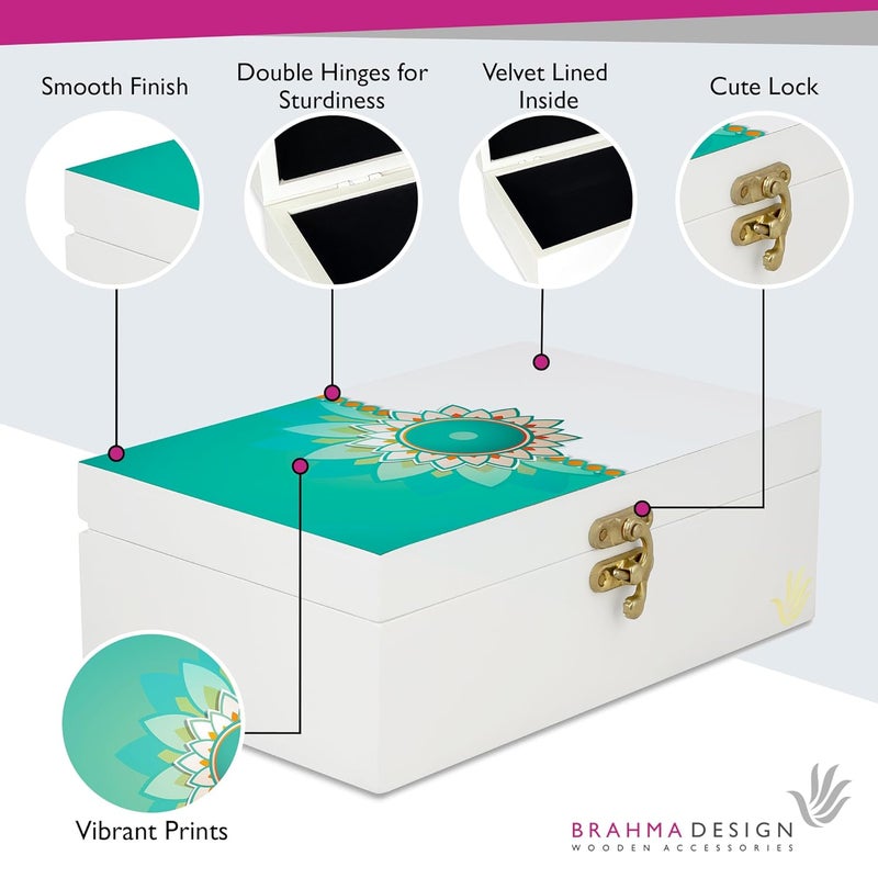 BRAHMA DESIGN BRAHMA DESIGN Decorative Gift Box for Presents in Rakhee Mint Design Size 8 x 5 x 275 Jewellery Box Tarot Box Vintage Box Knickknacks Storage Trunk Organiser Gift Box for Packing - Image 3