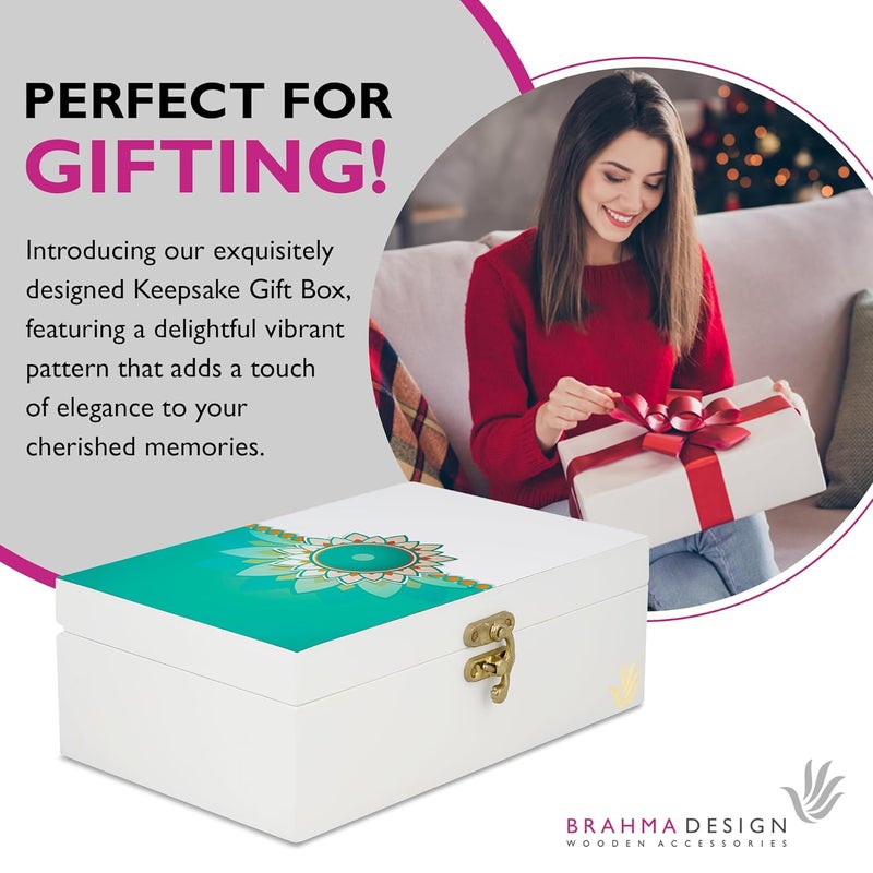BRAHMA DESIGN BRAHMA DESIGN Decorative Gift Box for Presents in Rakhee Mint Design Size 8 x 5 x 275 Jewellery Box Tarot Box Vintage Box Knickknacks Storage Trunk Organiser Gift Box for Packing - Image 4