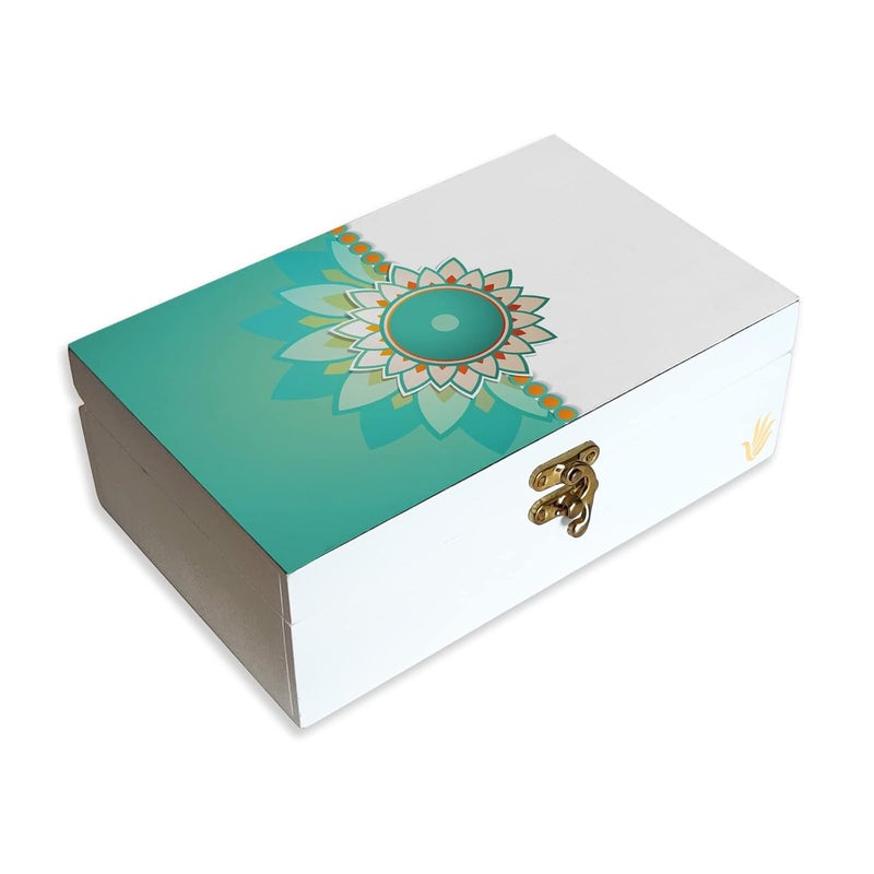 BRAHMA DESIGN BRAHMA DESIGN Decorative Gift Box for Presents in Rakhee Mint Design Size 8 x 5 x 275 Jewellery Box Tarot Box Vintage Box Knickknacks Storage Trunk Organiser Gift Box for Packing - Image 1