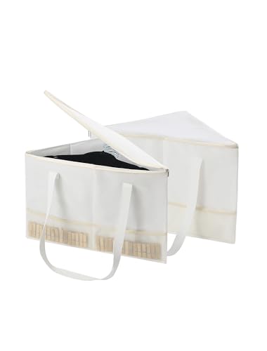 Wanapure 2 Pack Rigid Hanger Organizer Triangle Storage Bin with Lid Hanger Holder Stand for Space Saving Clothes Organizer Stacker for Closet Laundry Rooms - Image 1