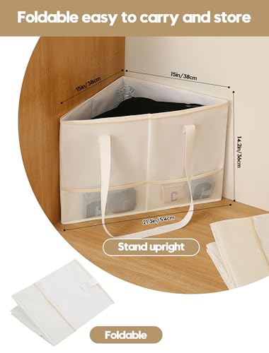 Wanapure 2 Pack Rigid Hanger Organizer Triangle Storage Bin with Lid Hanger Holder Stand for Space Saving Clothes Organizer Stacker for Closet Laundry Rooms - Image 3
