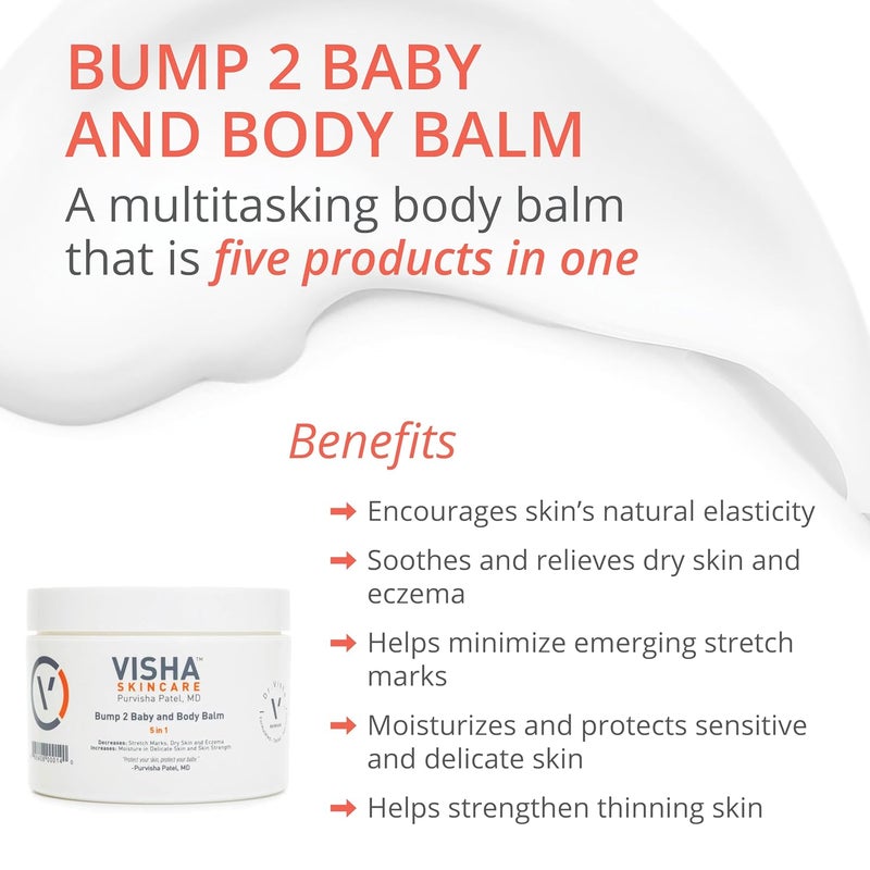Visha Skincare Bump 2 Baby 5 in 1 Multitasking Body Balm Soothes and Relieves Dry Itchy Skin and Stretch Marks Safe to Use During Pregnancy and Nursing and for Baby Massage 10 oz - Image 2