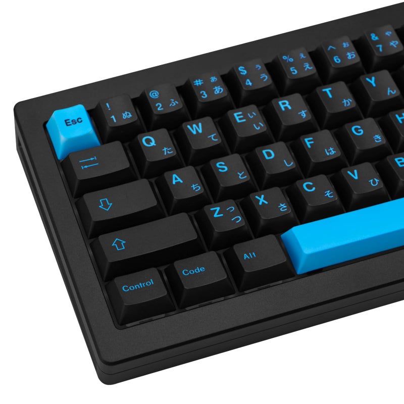 TIMSEKER 129 Keys Black and Blue Japanese Keycaps, Cyberpunk Theme PBT Keycaps, Comfortable Ergonomics Cherry Key Caps, Never Fade Dye Sub Custom Key Caps for Mechanical Keyboard - Image 1