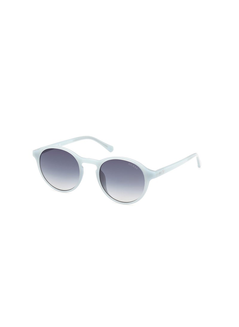 GUESS Men's UV Protection Round Shape Sunglasses - GU0006284W51 - Lens Size: 51 Mm - Shiny Light Blue - Image 1