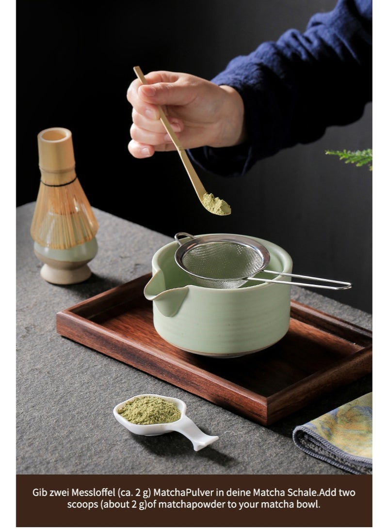 GuRiver Matcha Green Tea Whisk Set 7Pcs with Bowl Pouring Spout Whisk Holder Strainer Elegant Matcha Kit for Personal Use Daily Tea Ceremony Gift Box Packaging - Image 2