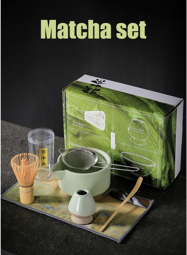 GuRiver Matcha Green Tea Whisk Set 7Pcs with Bowl Pouring Spout Whisk Holder Strainer Elegant Matcha Kit for Personal Use Daily Tea Ceremony Gift Box Packaging - Image 1